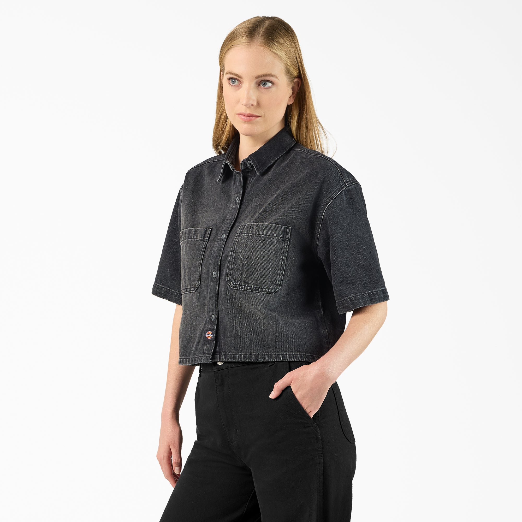 Women's Cropped Denim Work Shirt For Women|Sale | Dickies