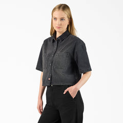 Women's Cropped Denim Work Shirt For Women|Sale | Dickies