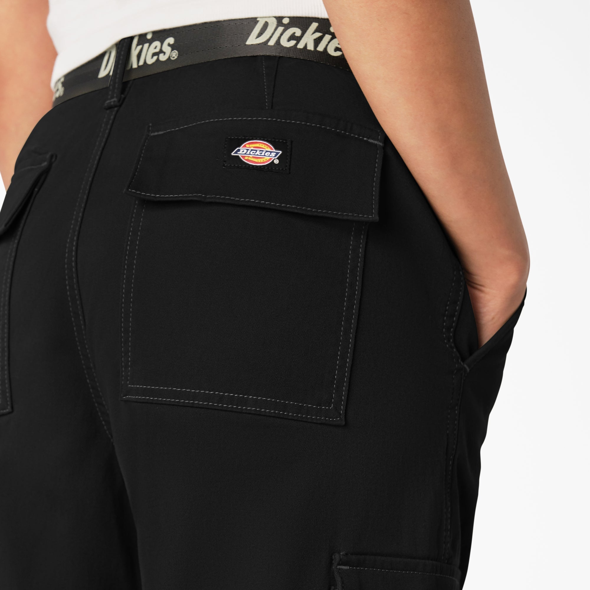 Women's Relaxed Fit Contrast Stitch Cropped Cargo Pants For Sale | Dickies