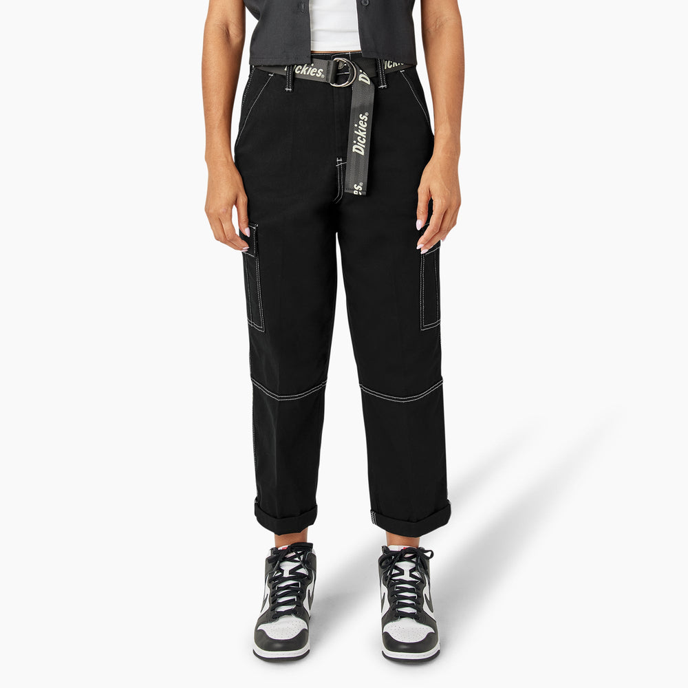 Women's Relaxed Fit Contrast Stitch Cropped Cargo Pants For Sale | Dickies
