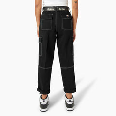 Women's Relaxed Fit Contrast Stitch Cropped Cargo Pants For Sale | Dickies