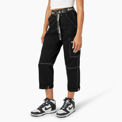 Women's Relaxed Fit Contrast Stitch Cropped Cargo Pants For Sale | Dickies