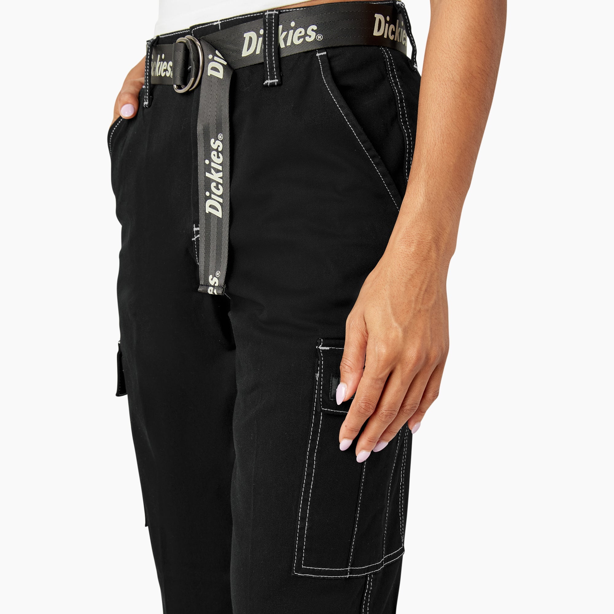 Women's Relaxed Fit Contrast Stitch Cropped Cargo Pants For Sale | Dickies