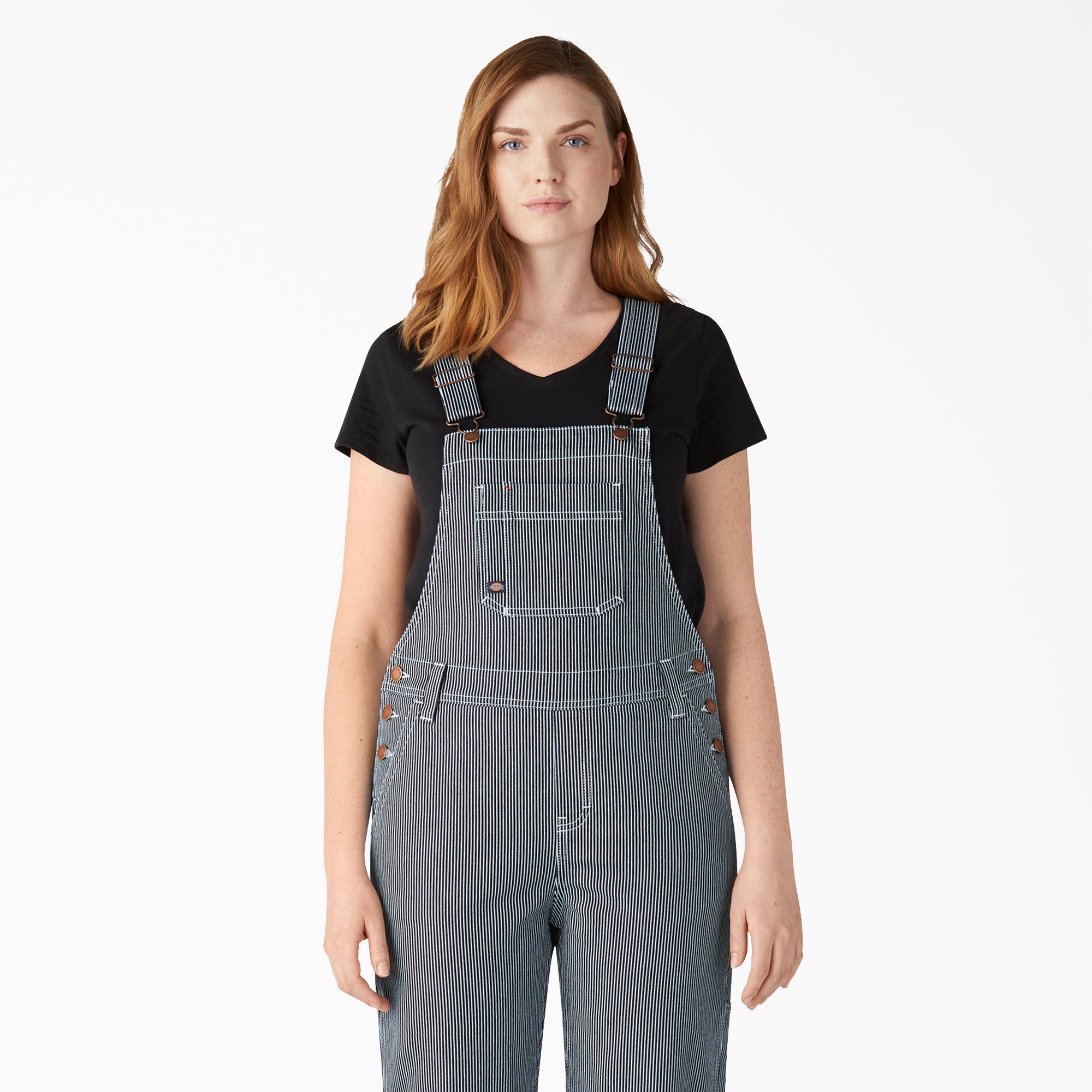 Women's Hickory Stripe Boyfriend Fit Bib Overalls For Women | Dickies