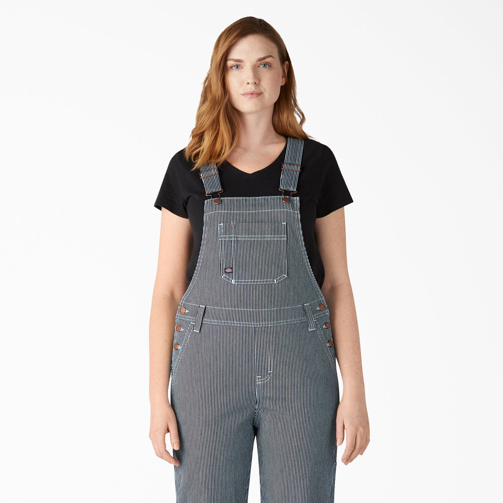 Women's Hickory Stripe Boyfriend Fit Bib Overalls For Women | Dickies