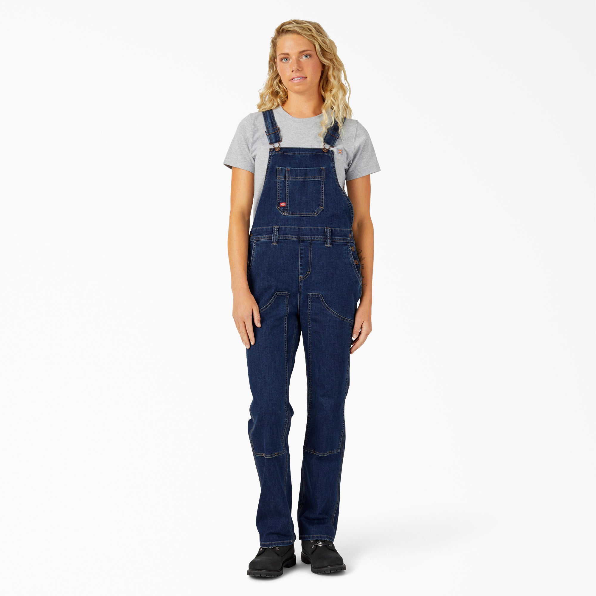 Women's Straight Fit Denim Double Front Bib Overalls For Women | Dickies