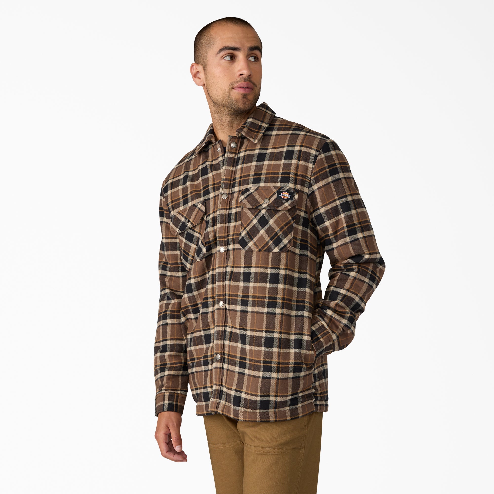 Water Repellent Fleece-Lined Flannel Shirt Jacket For Men|Sale | Dickies