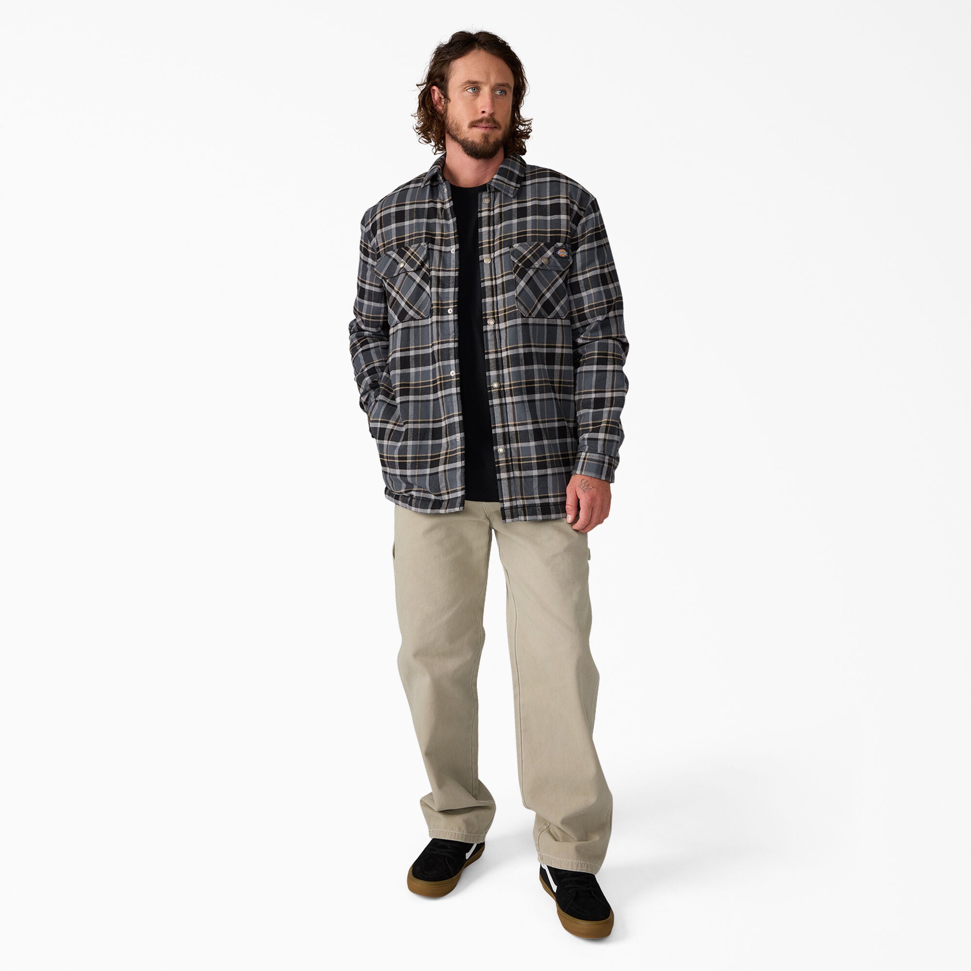 Water Repellent Fleece-Lined Flannel Shirt Jacket For Men|Sale | Dickies