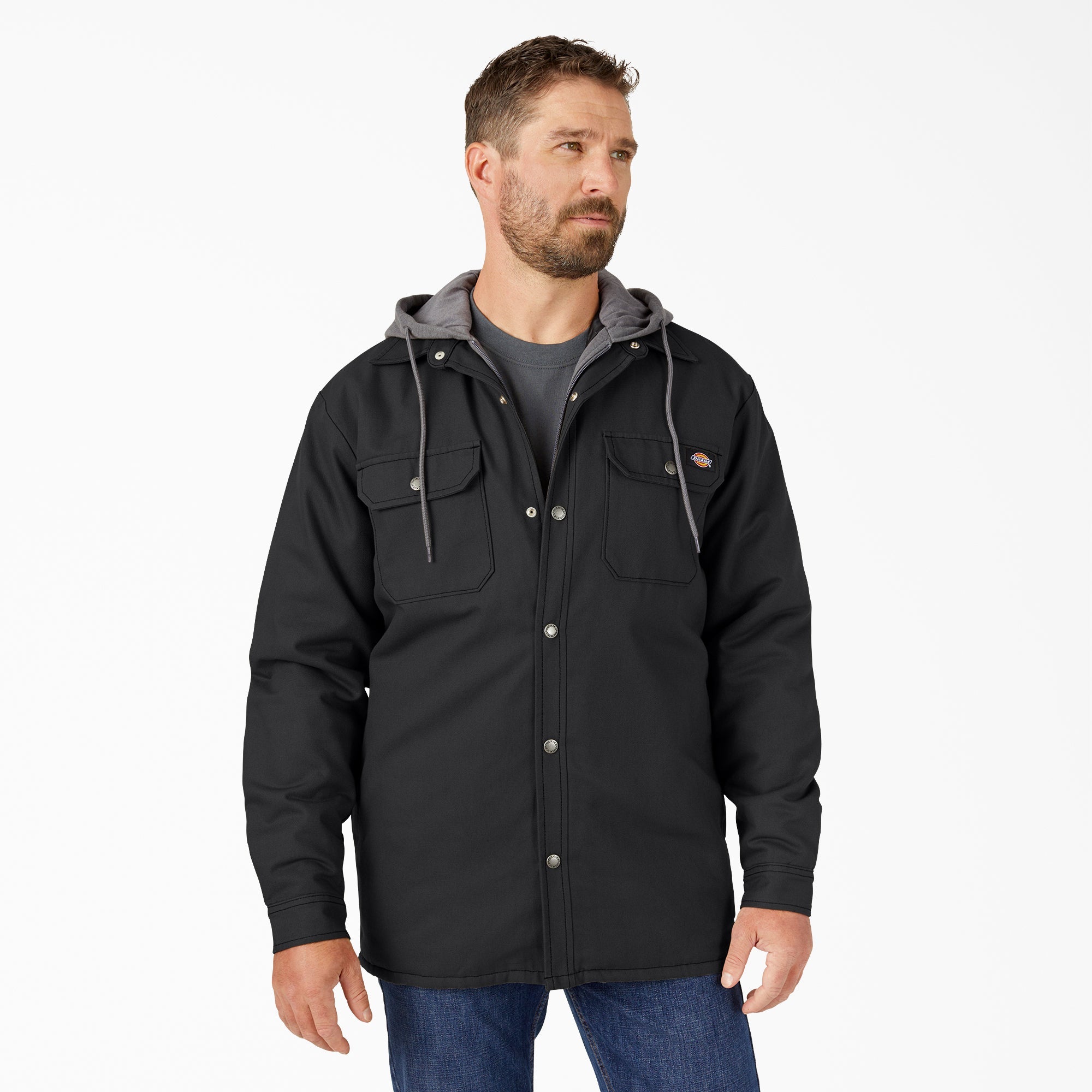 Water Repellent Duck Hooded Shirt Jacket For Men | Dickies