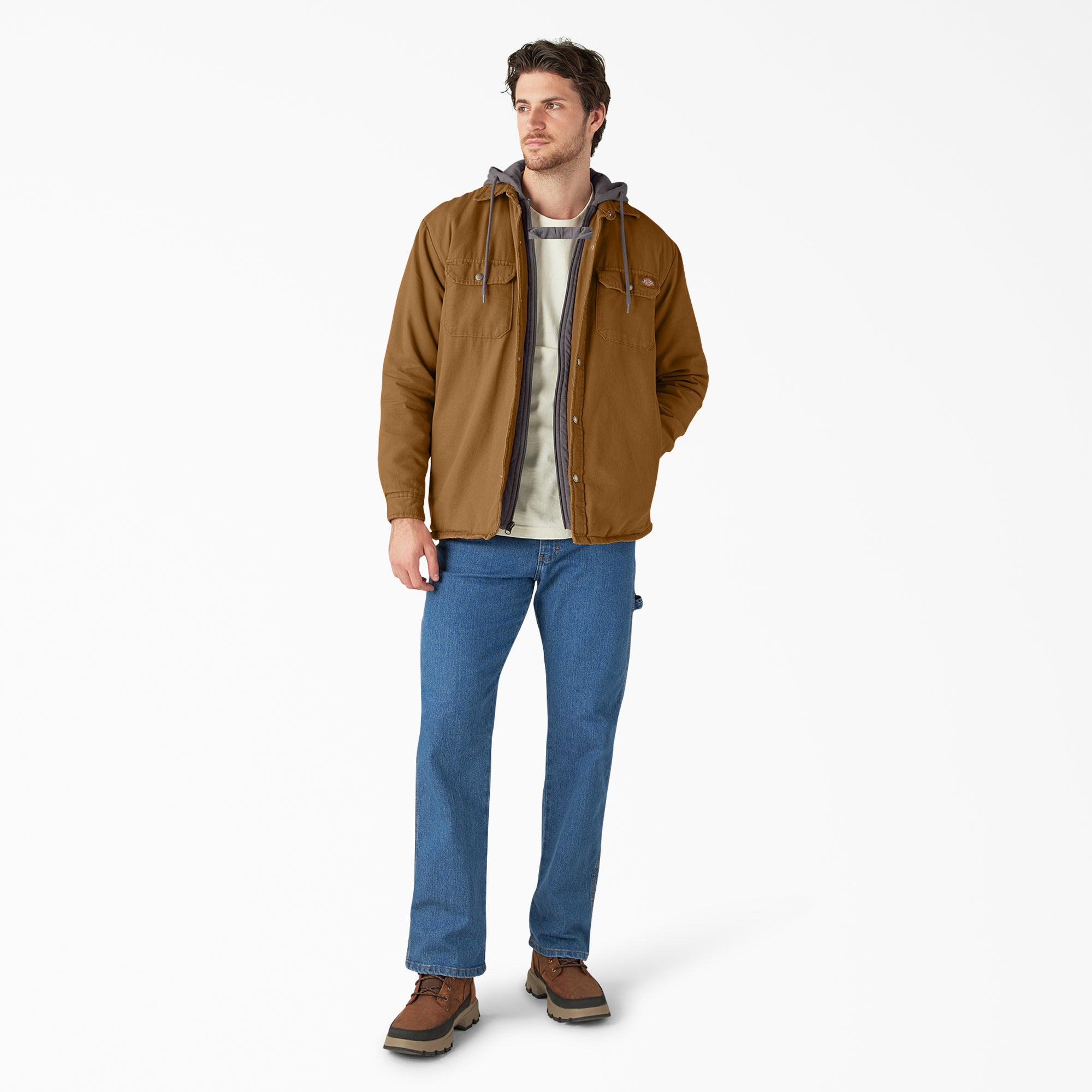 Water Repellent Duck Hooded Shirt Jacket For Sale | Dickies