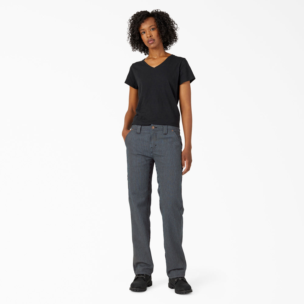 Women's FLEX Relaxed Fit Hickory Stripe Carpenter Pants For Women | Dickies