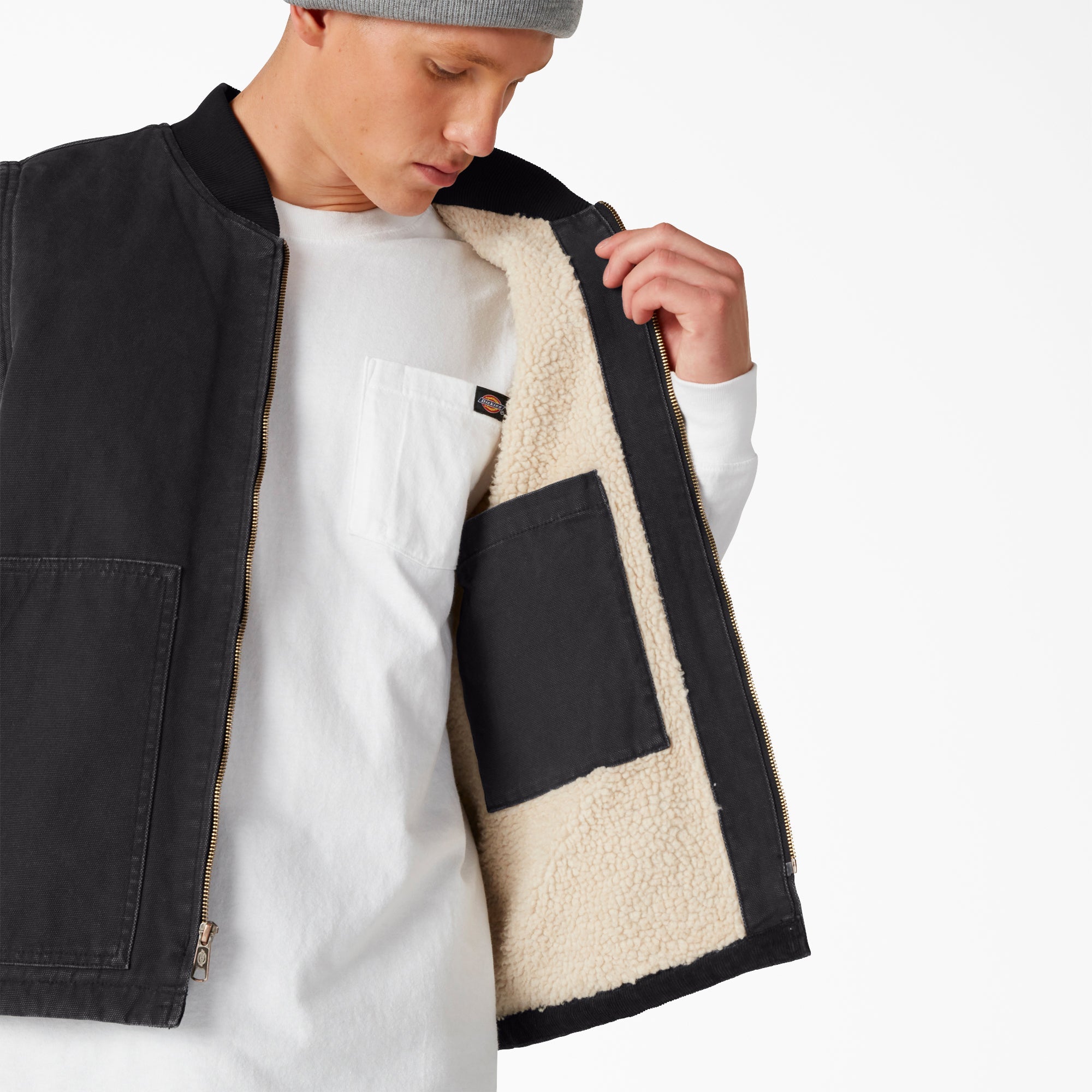 Stonewashed Duck High Pile Fleece Lined Vest For Men | Dickies