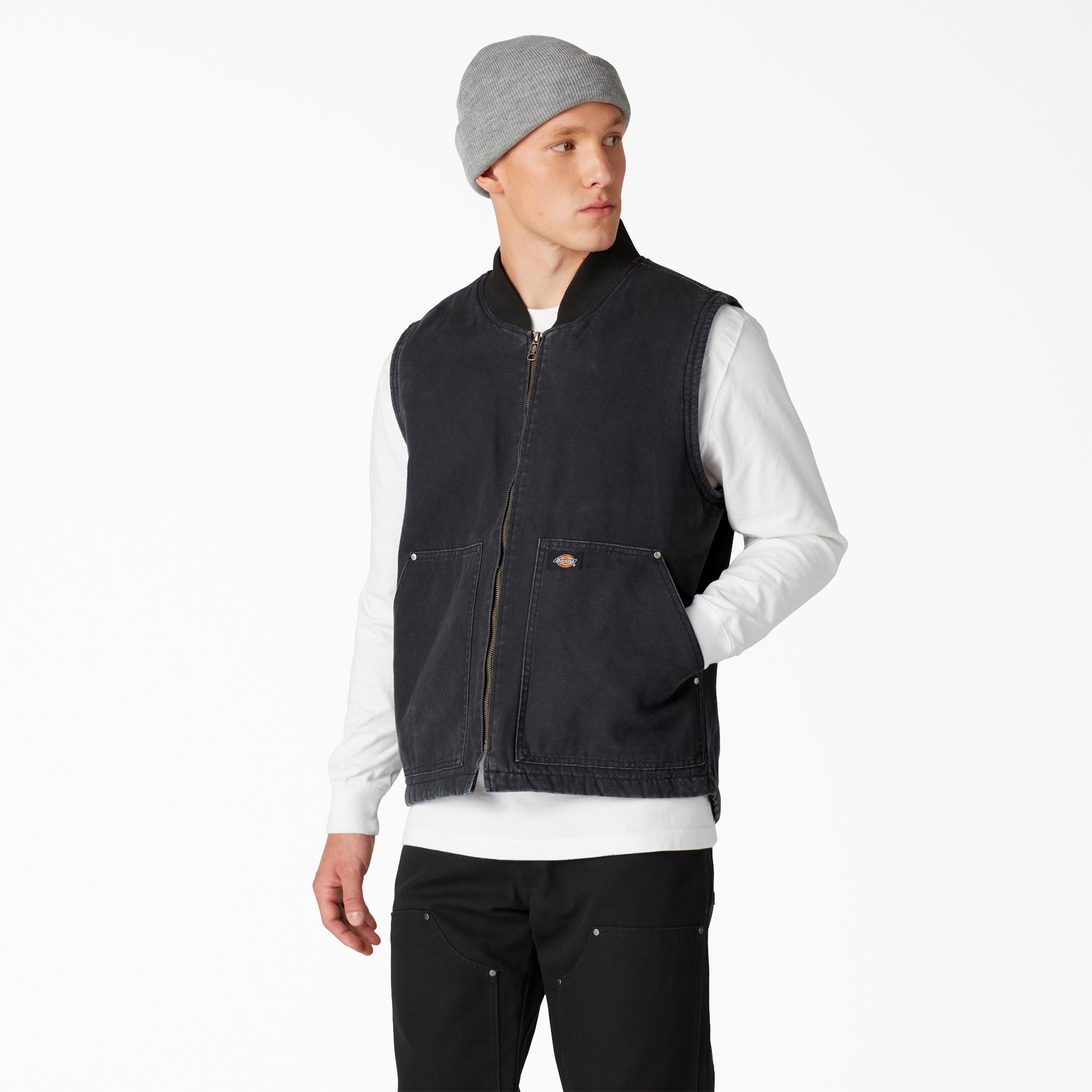 Stonewashed Duck High Pile Fleece Lined Vest For Men | Dickies