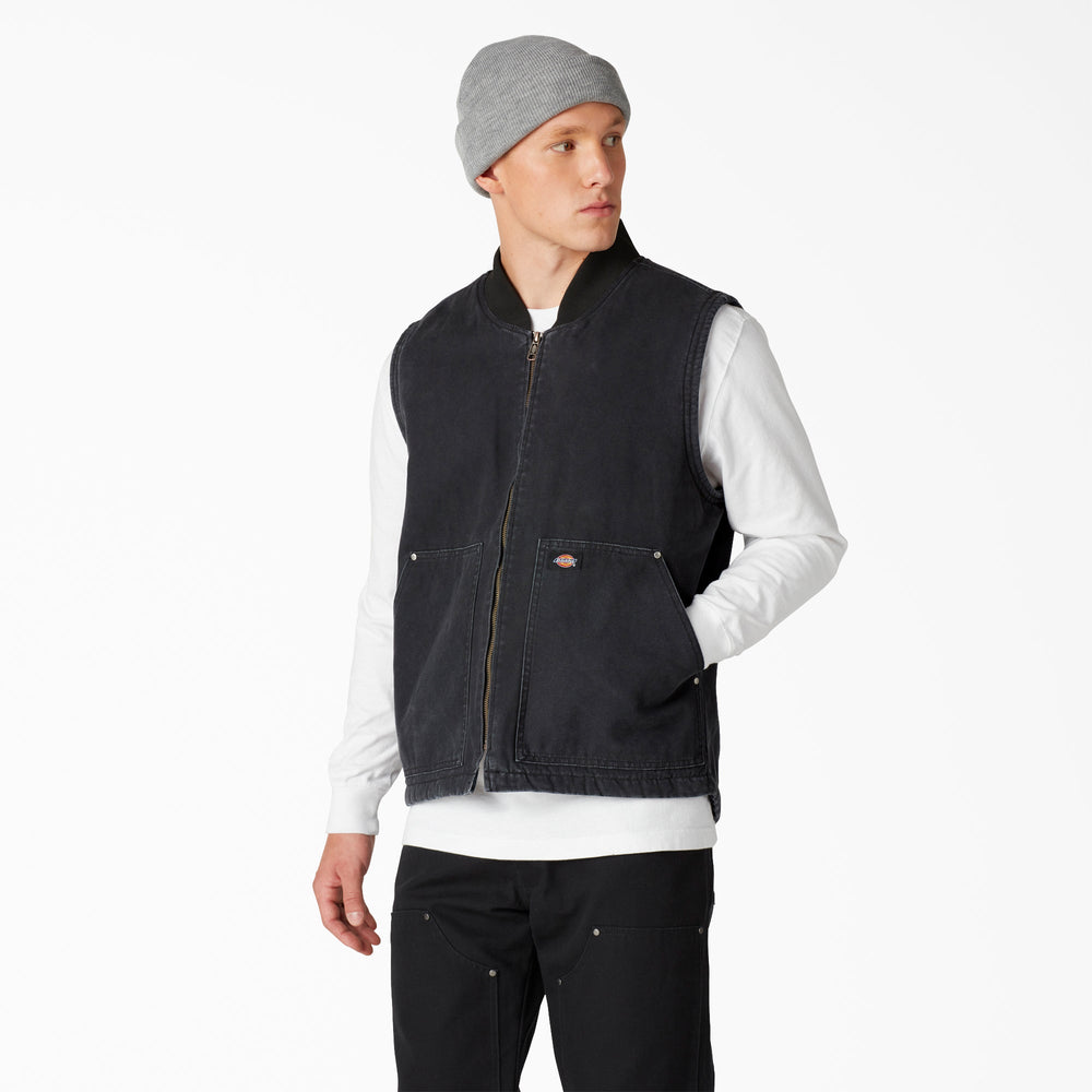 Stonewashed Duck High Pile Fleece Lined Vest For Men | Dickies