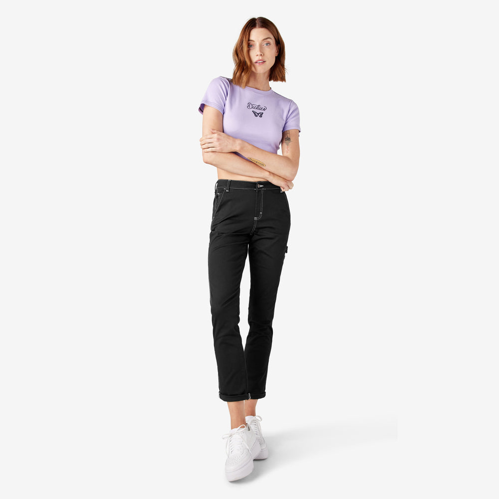 Women's Slim Straight Fit Roll Hem Carpenter Pants For Women | Dickies