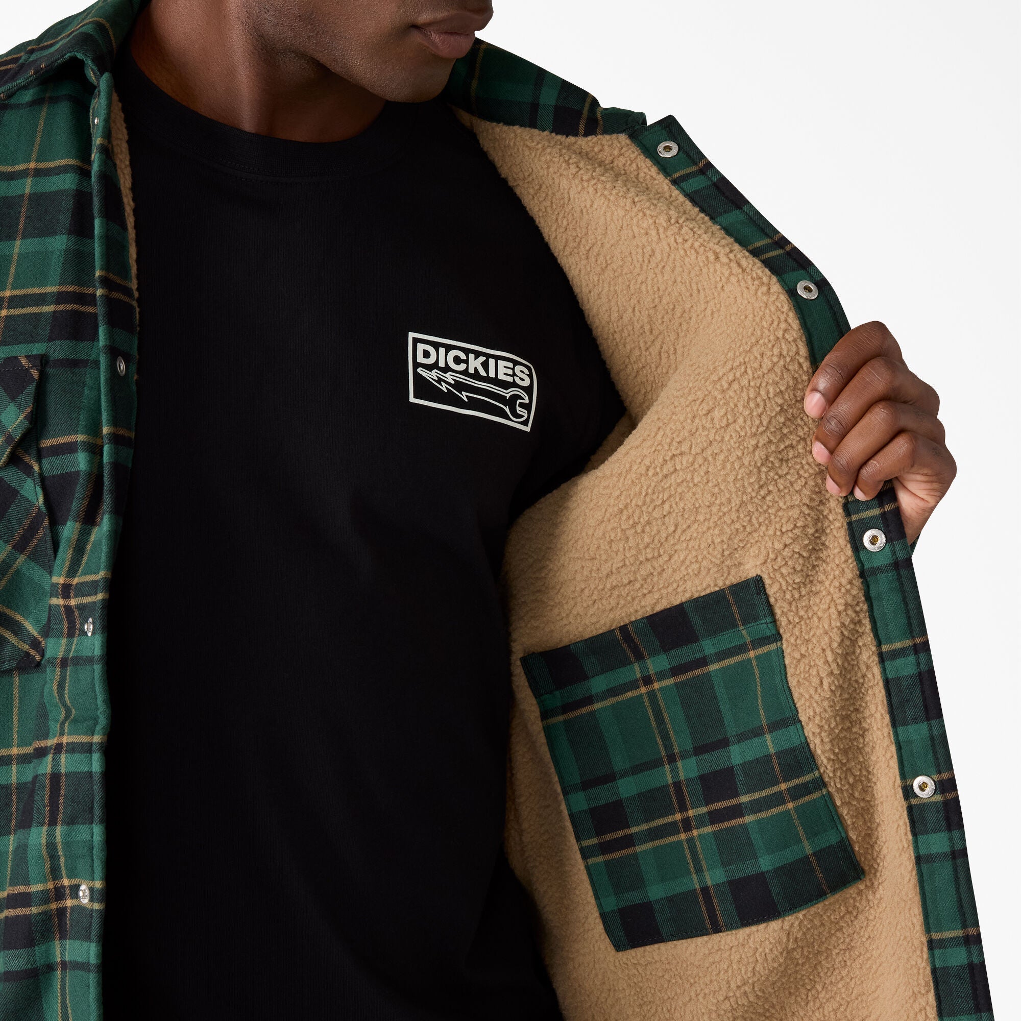 Water Repellent Fleece-Lined Flannel Shirt Jacket For Men|Sale | Dickies
